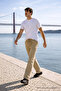 Men's Elastic Waist Jogger Beige Linen Trousers - 3