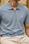 Men's Flexible Baby Blue Polo Collar T-Shirt - 6