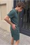 Men's Linen Polo Collar Shirt Lace-Up Summer Shorts Khaki Two-Piece Set - 4