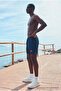 Men's Zippered Pocket Jogger Summer Navy Blue Swim Shorts - 5