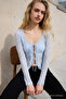 Women's Casual Tie-Dye Blue Long Sleeve Blouse - 5