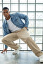 Men's Casual Jogger Cream Baggy Linen Trousers - 5