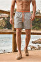 Men's Loose Lined Zippered Trendy Gray Swim Shorts - 3