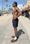 Men's Lined Comfortable Zipper Pocket Navy Blue Swim Shorts - 5