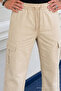 Men's Cream Loose Linen Trousers with Cargo Pockets - 6