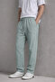 Men's Elastic Waist Loose-Fit Light Green Linen Trousers - 4