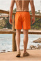 Men's Loose Lined Zippered Trendy Orange Swim Shorts - 6