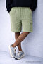 Men's Casual Summer Green Linen Shorts with Cargo Pockets - 2