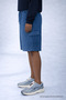 Men's Casual Summer Cargo Pocket Navy Blue Linen Shorts - 3