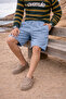 Men's Low Waist Premium Cargo Pocket Blue Linen Shorts - 5