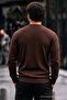 Men's Regular Striped Casual Brown Knitwear Sweater - 5