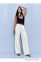 Women's Pleated White Palazzo Fabric Trousers - 6