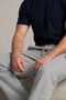 Men's Gray Cargo Linen Trousers with Elastic Waist - 5