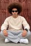 Men's Cotton Anti-Pilling Loose Beige Knit Sweater - 2