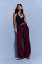 Women's Pleated Burgundy Palazzo Fabric Trousers - 4