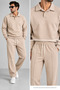 Men's 3-Ply Combed Cotton Fabric Sha Fleece-Lined Tracksuit Set