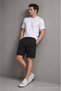 Men's Cotton Basic Black Shorts with Elastic Waist and Pockets - 3