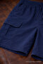 Men's Stylish Trendy Loose Navy Blue Linen Shorts with Cargo Pockets - 5