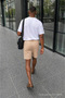 Men's Premium Jogger Relax Fit Beige Short Combed Cotton Shorts - 6