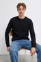 Men's Striped Zippered Black Knitwear Winter Sweater - 2