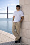 Men's Elastic Waist Jogger Beige Linen Trousers - 5