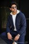 Men's Trend Navy Blue Zippered Plush Lined Raincoat - 4