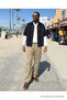 Men's High Waist Casual Elastic Beige Linen Trousers - 3