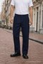 Men's Daily Basic Cotton Navy Blue Fabric Trousers