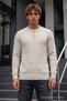 Men's 95% Cotton Striped Anti-Pilling Cream Knitwear Sweater - 4