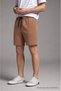 Men's Cotton Basic Brown Shorts with Elastic Waist and Pockets - 2