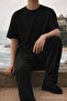 Men's Relax Fit Summer Loose Black Linen Trousers - 5