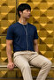 Men's Relaxed Casual Navy Blue Stretchy T-Shirt - 2