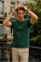 Men's Relax Fit Short Sleeve 100% Cotton Green T-Shirt - 4
