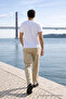 Men's Elastic Waist Jogger Beige Linen Trousers - 6