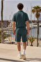 Men's Premium Comfortable Shirt Jogger Linen Shorts Khaki Two-Piece Set - 5