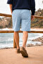 Men's Relax Fit Casual Cargo Pocket A.Blue Linen Shorts - 6