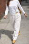Women's Relax Fit Summer Loose White Linen Trousers - 4