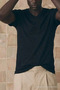 Men's Cotton Flexible Black V-Neck T-Shirt - 6