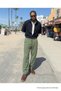Men's High Waist Casual Elastic Green Linen Trousers - 5