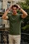 Men's Relax Fit Short Sleeve 100% Cotton Khaki T-Shirt - 4