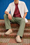 Men's Trend Premium Loose Green Linen Trousers - 4