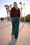 Women's High Waist Elastic Khaki Linen Trousers - 6