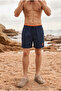 Men's Trendy Summer Navy Blue Swim Shorts with Elastic Waist - 4
