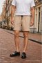 Men's Regular Lace-Up Casual Beige Basic Shorts - 4