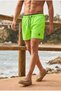 Men's Trendy Green Swim Shorts with Loose Lining and Zipper - 3