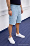 Men's Casual Trend Loose Cargo Pocket A.Blue Linen Shorts - 2