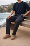 Men's Trend Basic Wide Leg Smoked Fabric Trousers - 5