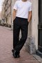 Men's Daily Basic Cotton Black Fabric Trousers - 2