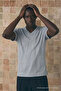 Men's Cotton Flexible Gray V-Neck T-Shirt - 4