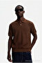 Men's Textured 100% Cotton Brown Polo Neck T-Shirt - 6